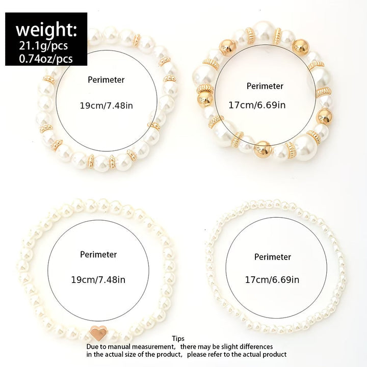 Set of Stackable Pearl Bracelets of 4