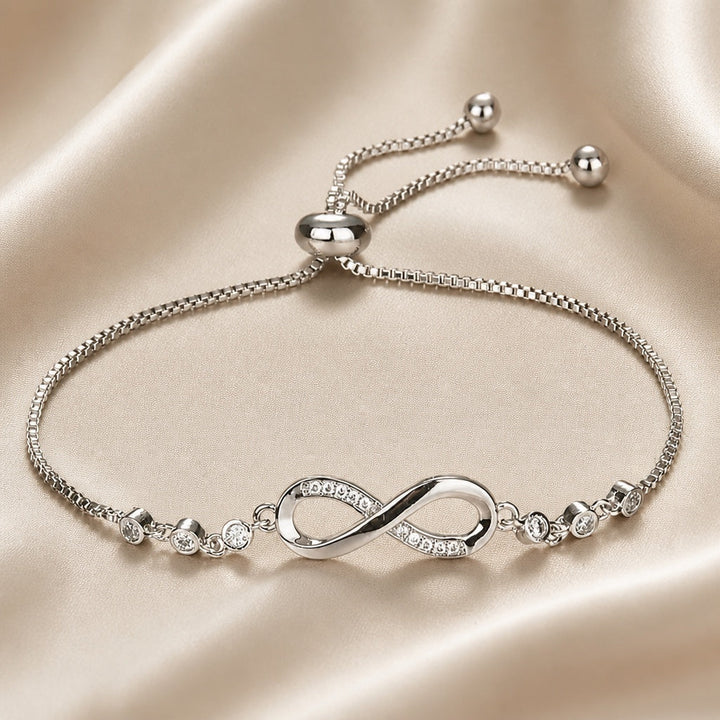 Infinity Slider Bracelet in White Gold