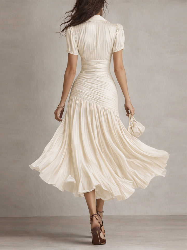 Amorosa™ - Vintage Striped Satin Midi Dress