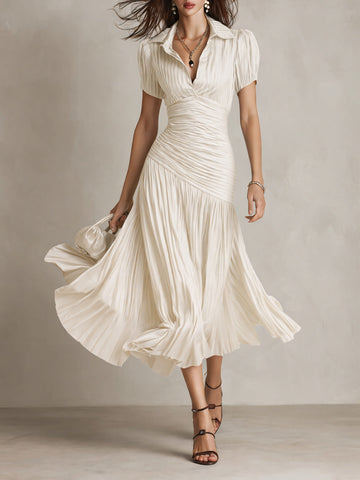 Adriana - Vintage-Inspired Striped Satin Midi Dress