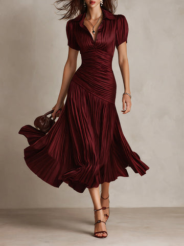 Adriana - Vintage-Inspired Striped Satin Midi Dress
