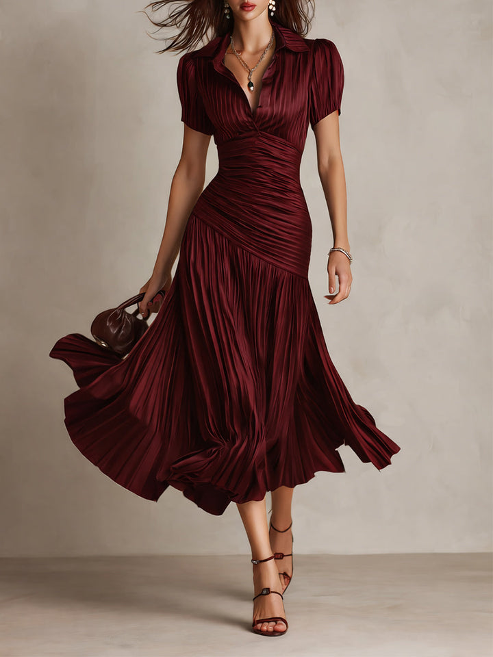 Adriana - Vintage-Inspired Striped Satin Midi Dress