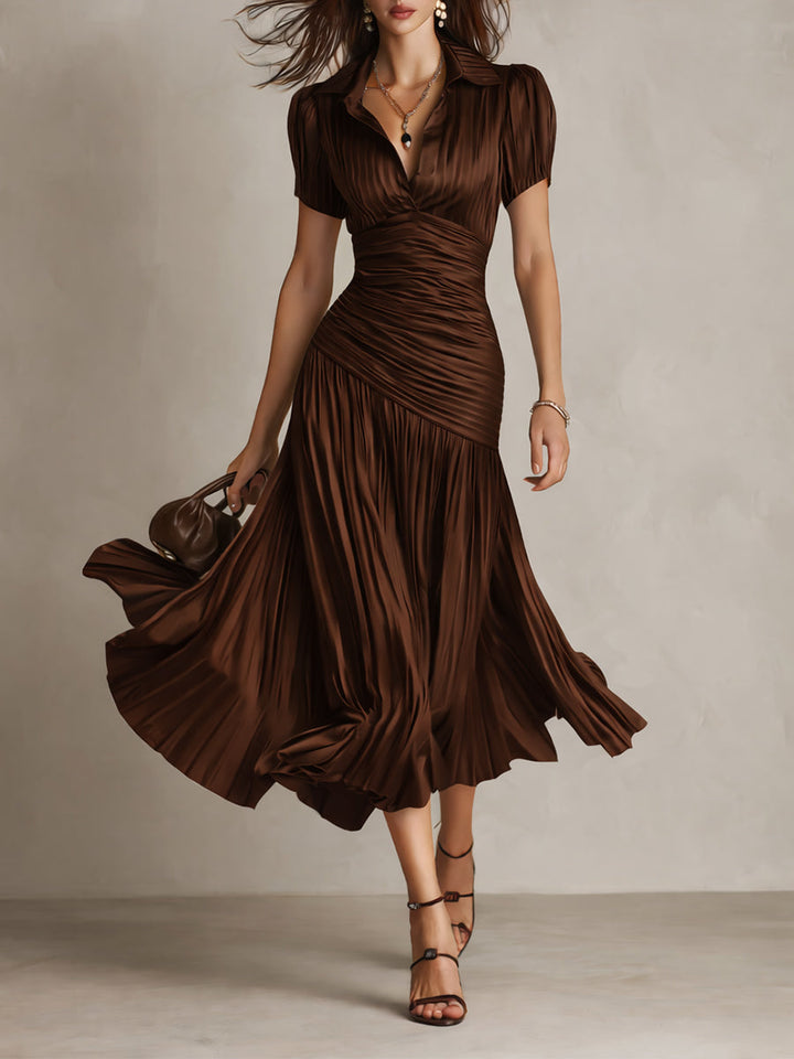 Adriana - Vintage-Inspired Striped Satin Midi Dress