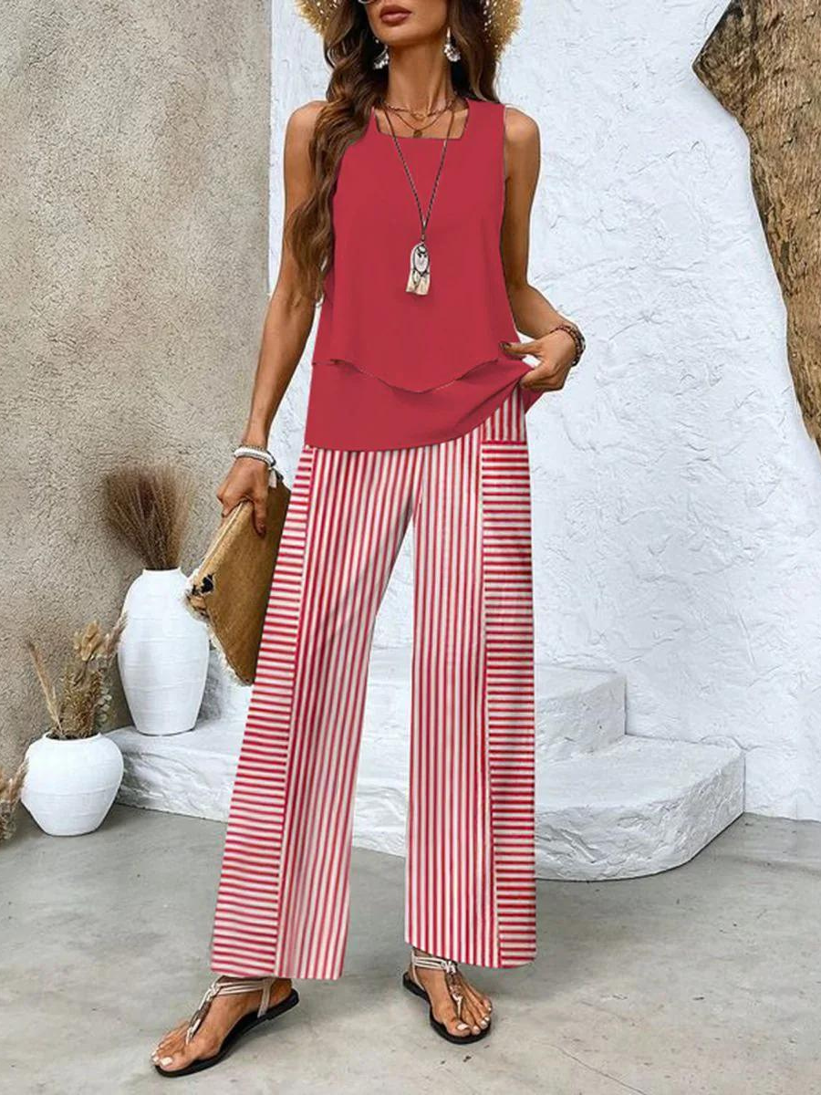 Velenne™ - Layered Wide-Leg Two-Piece Summer Set