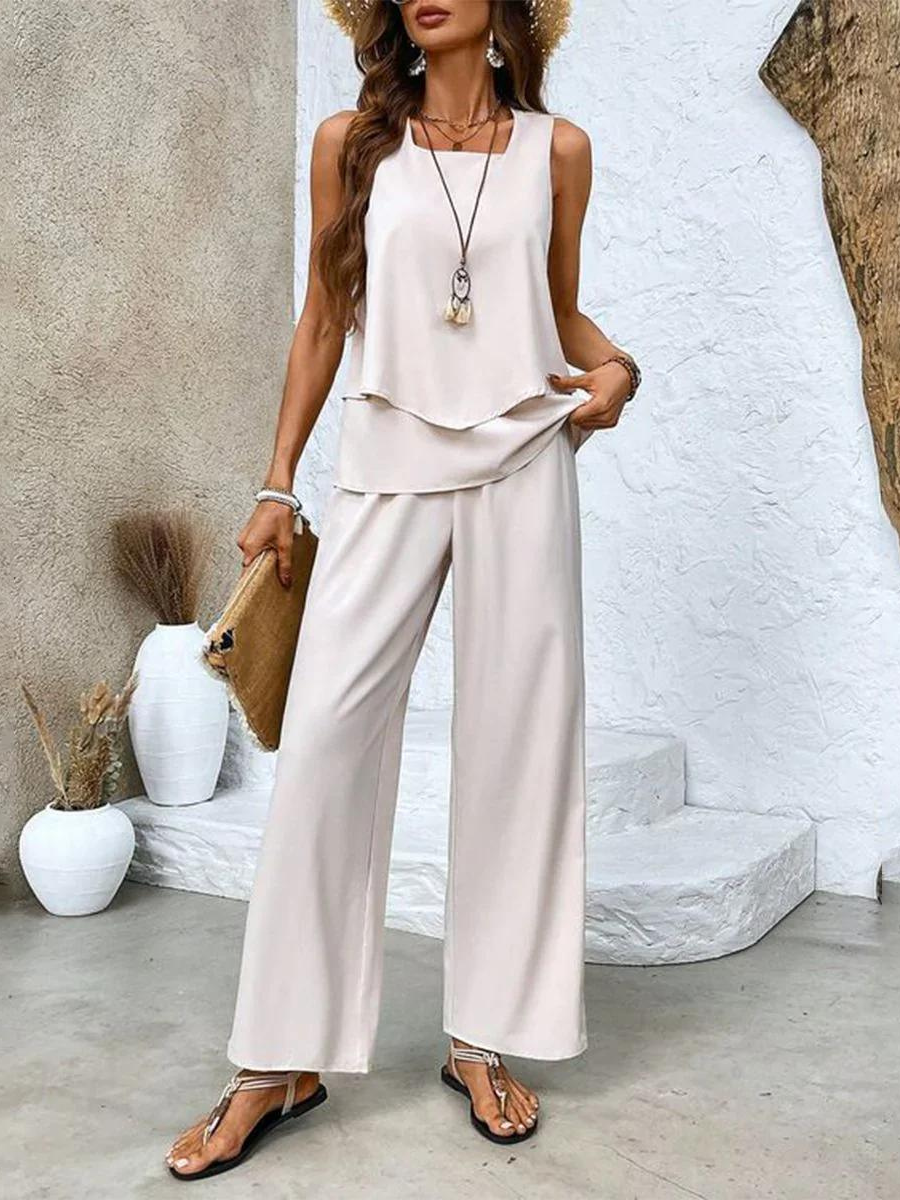 Velenne™ - Layered Wide-Leg Two-Piece Summer Set
