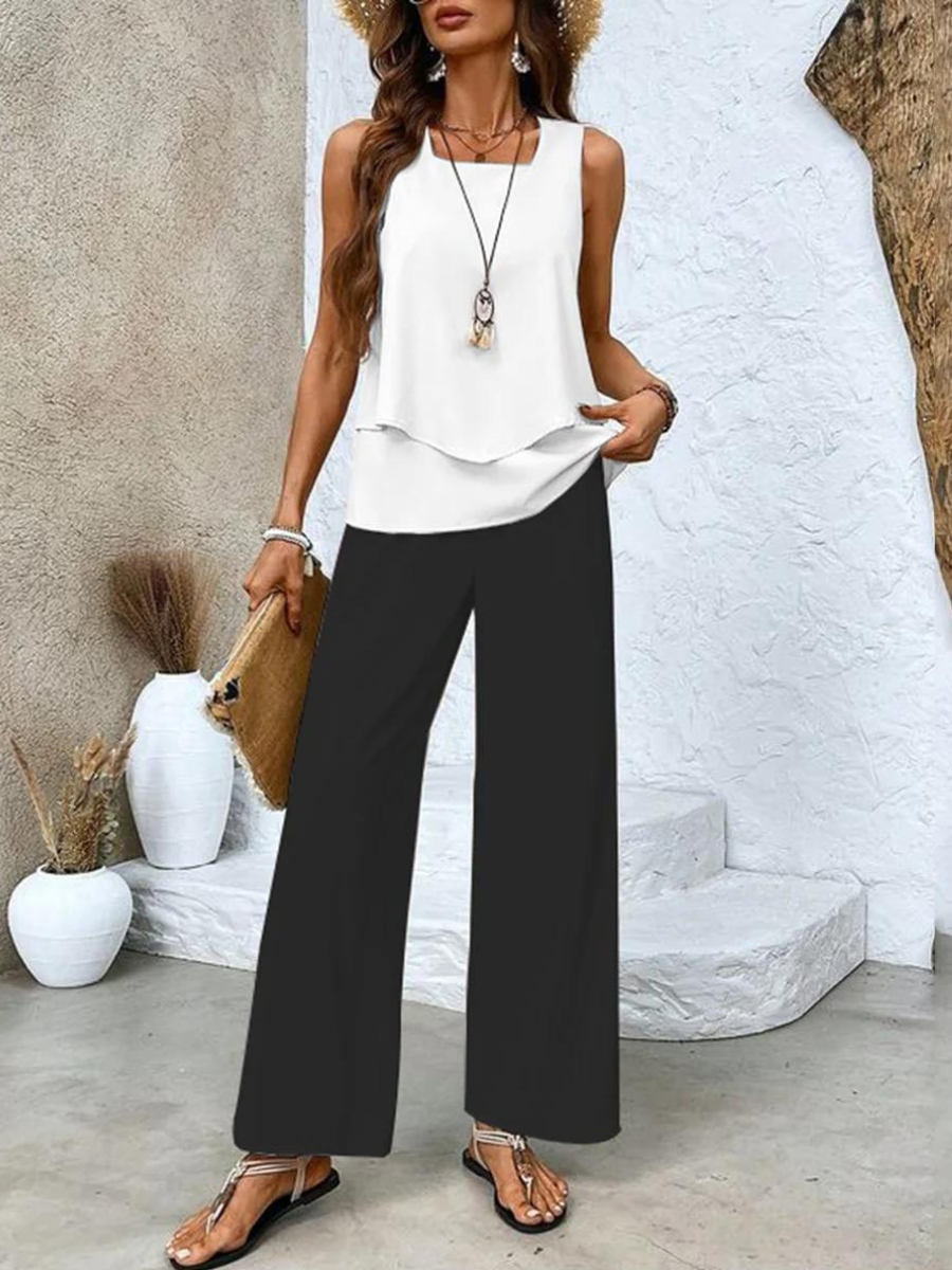 Velenne™ - Layered Wide-Leg Two-Piece Summer Set