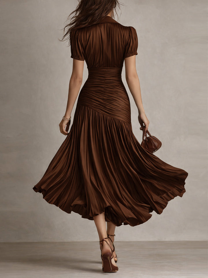Adriana - Vintage-Inspired Striped Satin Midi Dress