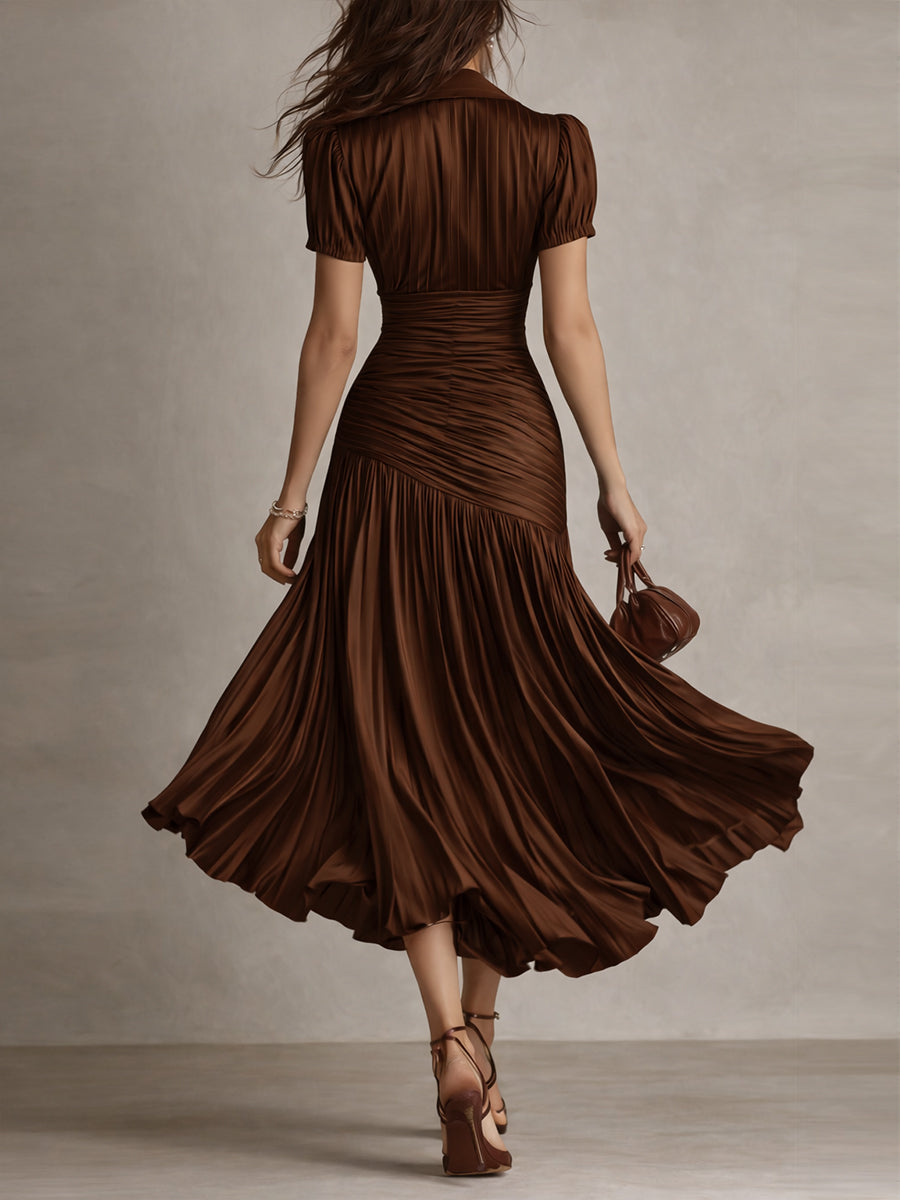 Adriana | Vintage-Inspired Striped Satin Midi Dress