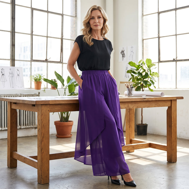 Doriana™ - Asymmetrical Wide-Leg Chiffon Pants