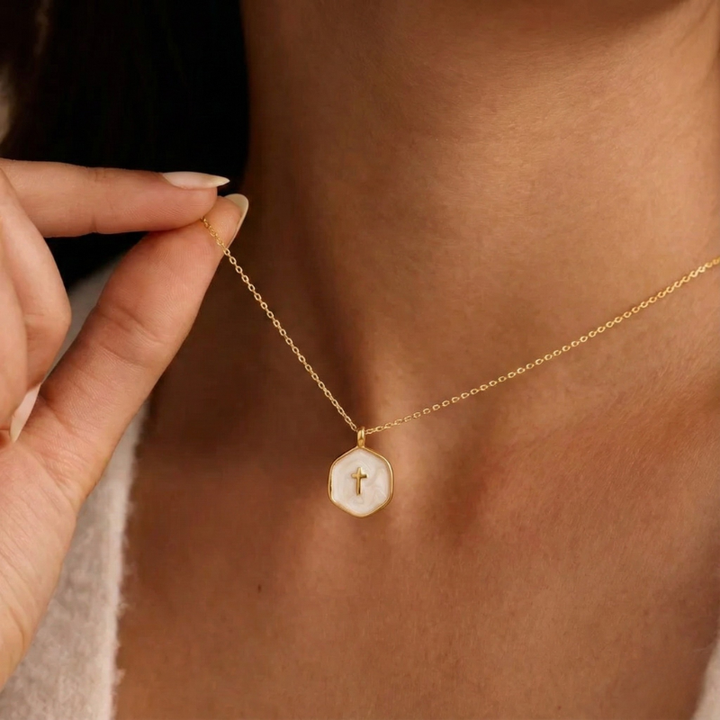 Grazia™ - Mini Pearl Cross Necklace