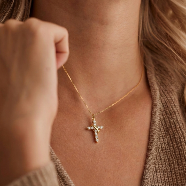 Pietà™ - Crowned Cross Pendant Necklace