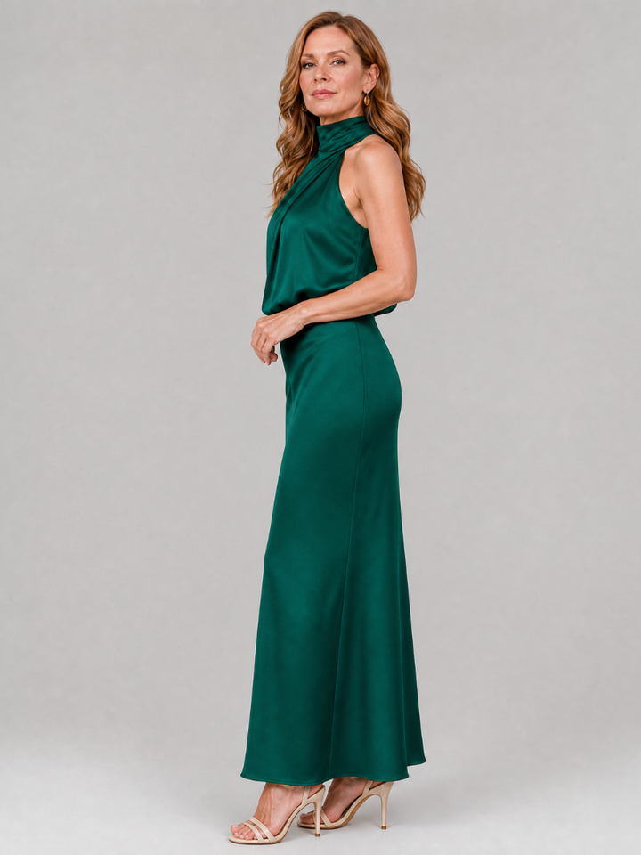 Relene™ - Sleeveless Draped Neck Midi Dress