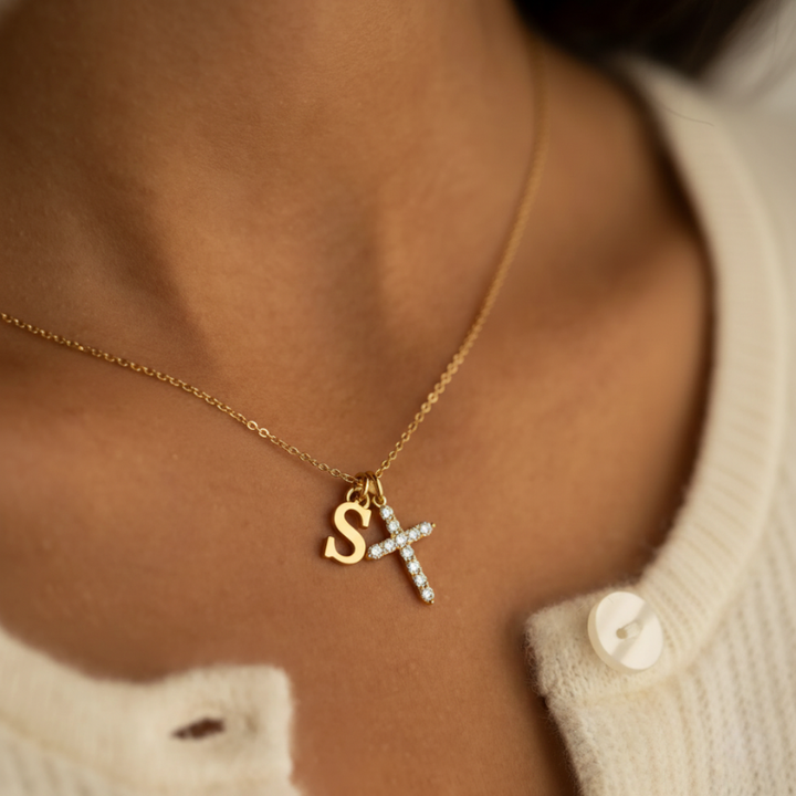 Cherubine™ - Personalized Crystal Cross Necklace