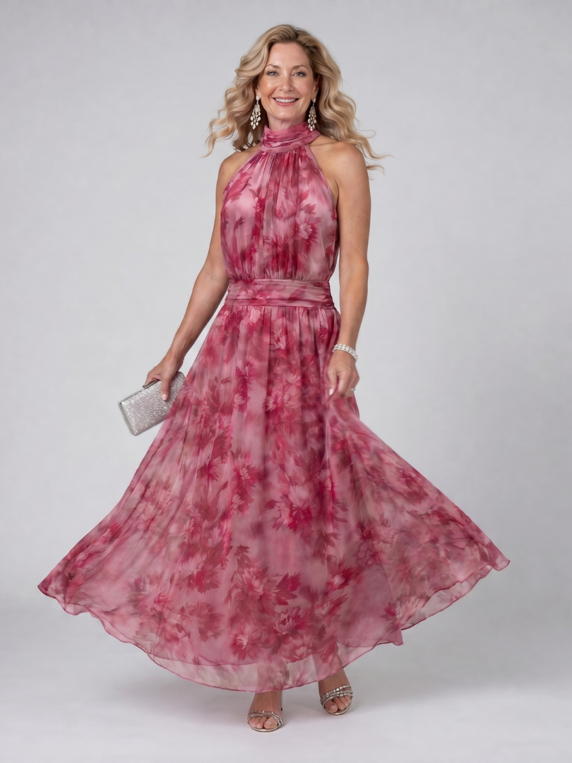 Greta™ - Halter Neck Midi Dress