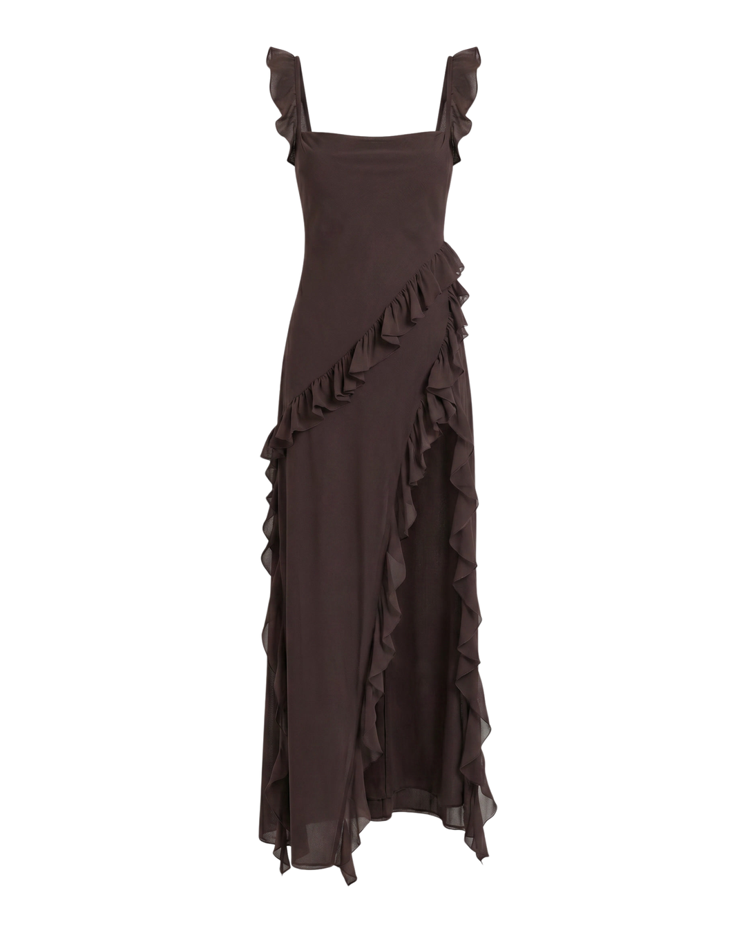 Velours™ - Ruffled Slit Maxi Dress