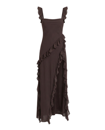 Velours™ - Ruffled Slit Maxi Dress