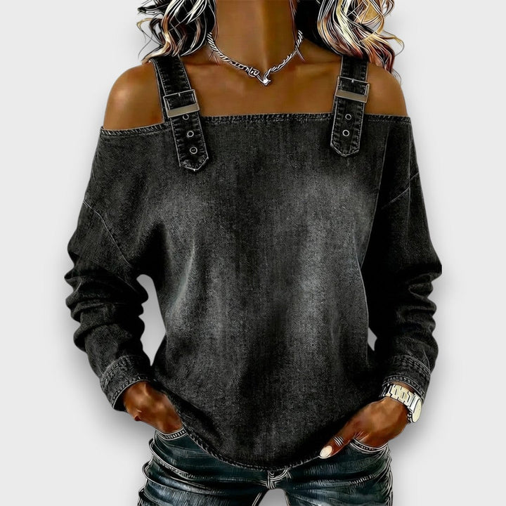 Paloma™ - Denim Top with Buckle Strap