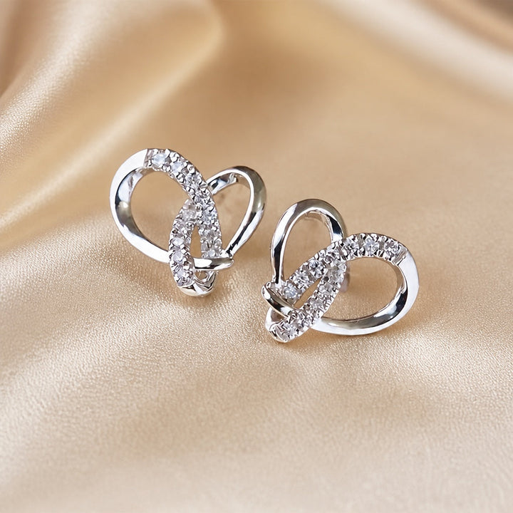 Geometric Stud Earrings in White Gold with Zirconia