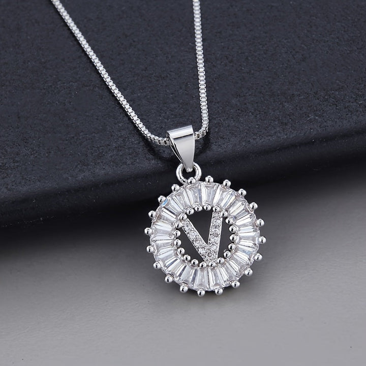 White Gold and Zirconia Initial "Z" Necklace