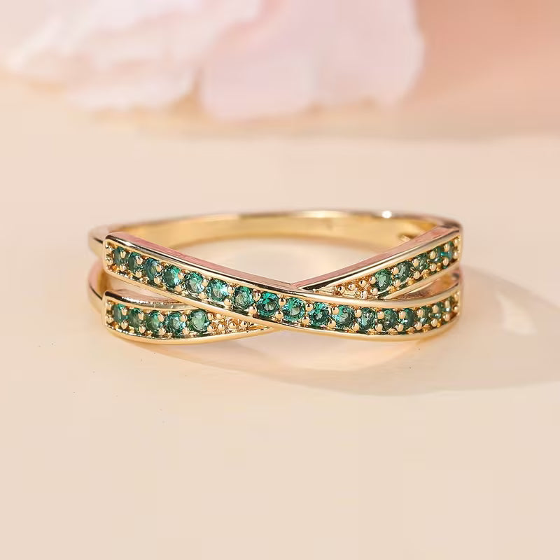 Jenna™ - Anello in Oro con Flusso di Smeraldo