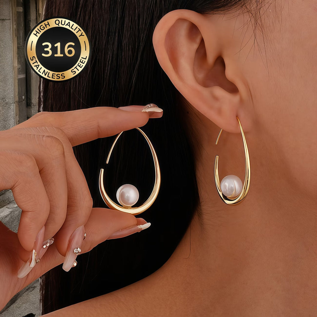 Hoop Earrings with Growing Pearls