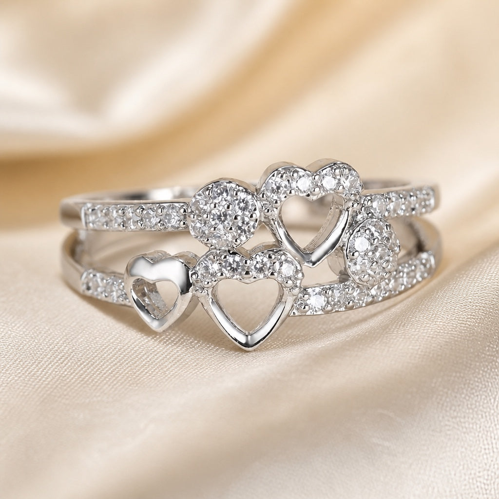 Heart-Shaped Zirconia Ring in White Gold