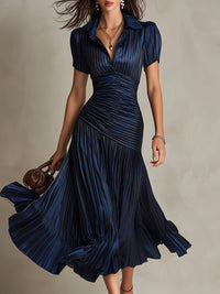 Amorosa™ - Vintage Striped Satin Midi Dress