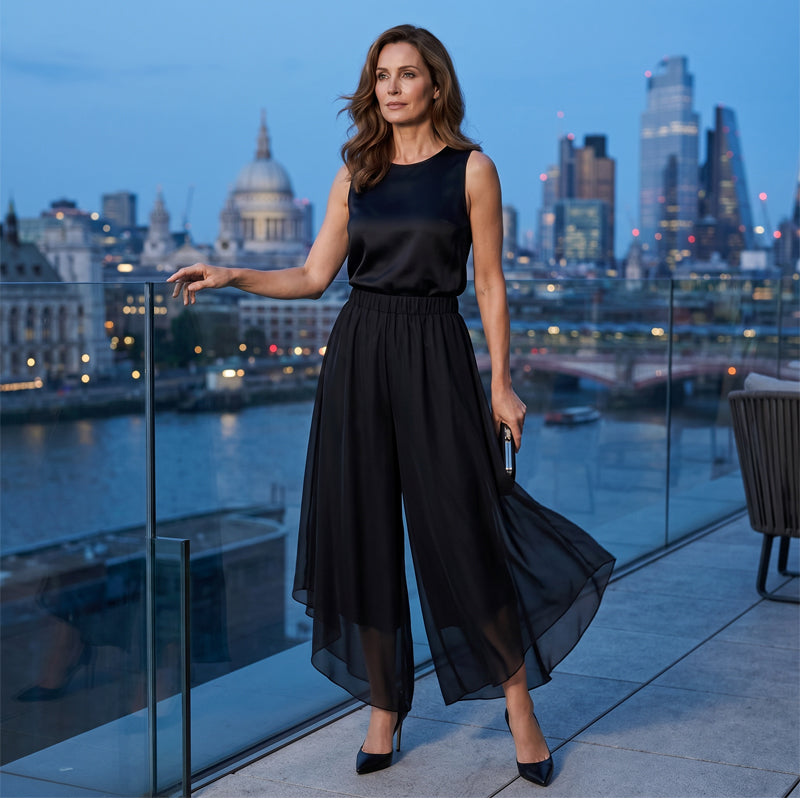 Doriana™ - Asymmetrical Wide-Leg Chiffon Pants