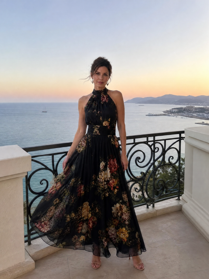 Pina™ - Floral Halter Neck Midi Dress