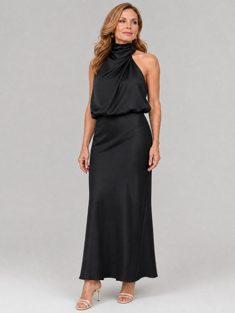 Relene™ - Sleeveless Draped Neck Midi Dress