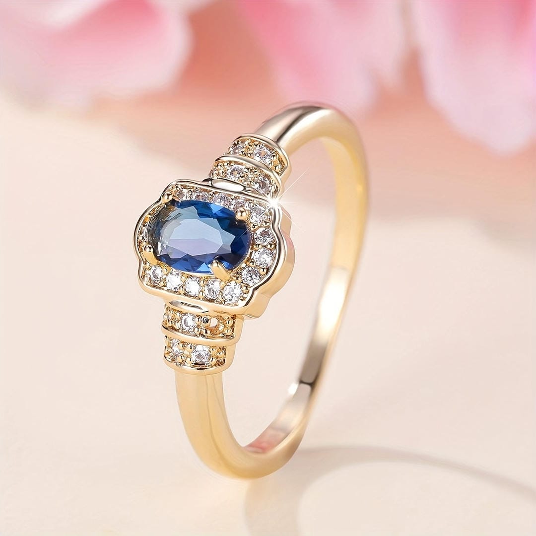 Azzurra™ - Sapphire Halo Ring with Stunning Crystal