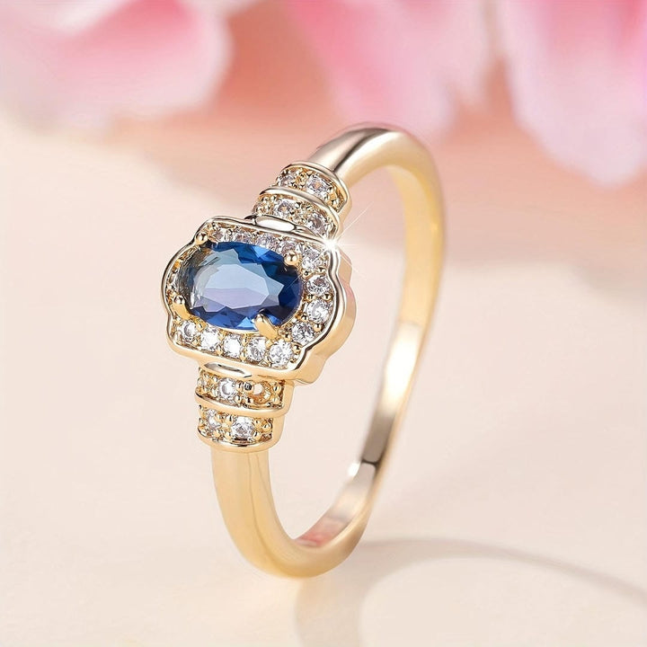 Azzurra™ - Sapphire Halo Ring with Stunning Crystal