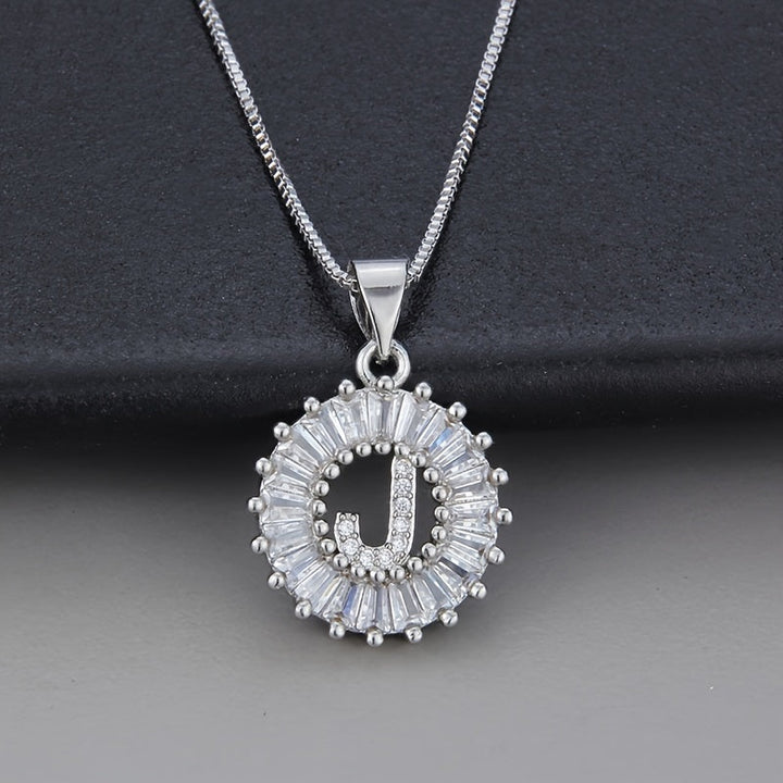 White Gold and Zirconia Initial "Z" Necklace