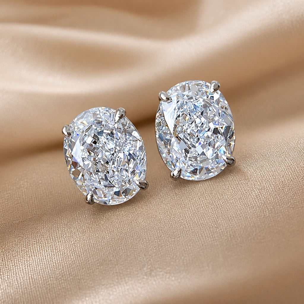 Classic White Gold Earrings Adorned with Zirconia