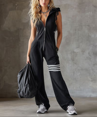 Grazielle™ - Hooded Sports Jumpsuit with Stripes