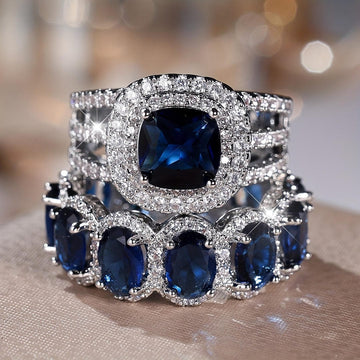 Zaffiro™ - Halo Stacked Ring Set