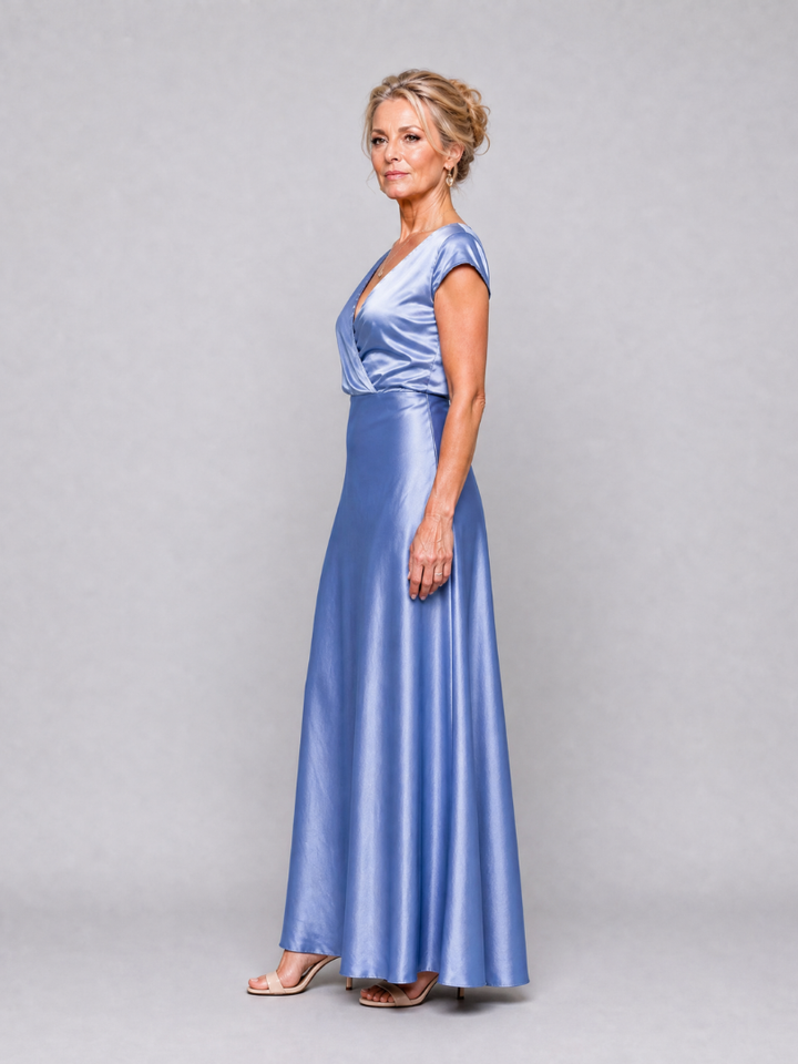 Trina™ - Cap Sleeves and Wrap Bodice Maxi Dress