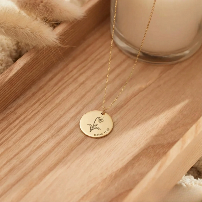 Paradiso™ - Engraved Birth Flower Necklace