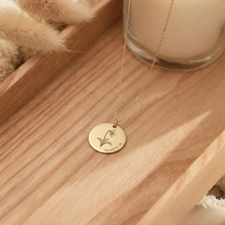 Paradiso™ - Engraved Birth Flower Necklace