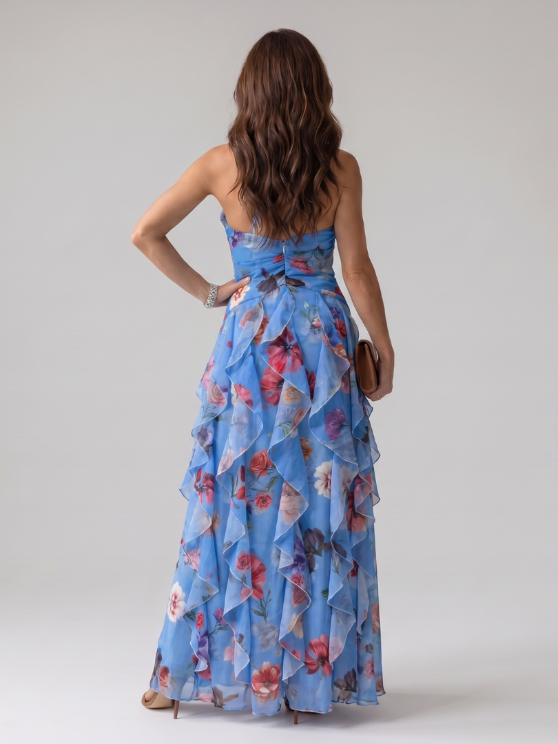 Pepita™ - Halter Neck and Ruched Bodice Maxi Dress