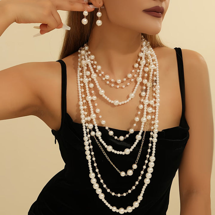 Multi-Layer Boho Pearl Statement Set