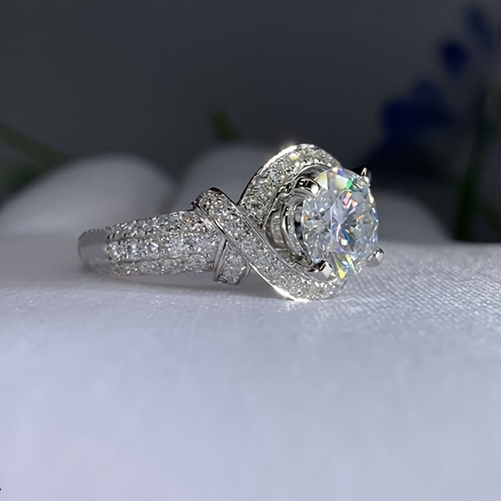 Moissanite Split Shank Ring in White Gold