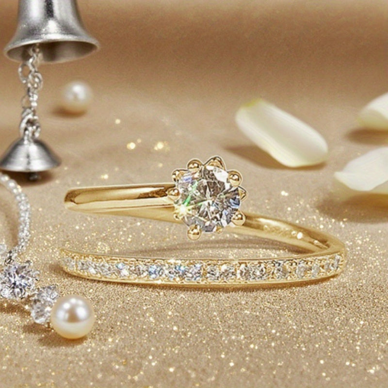 Radiant Zirconia Ring with White Gold Plating