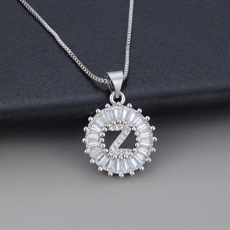 White Gold and Zirconia Initial "Z" Necklace