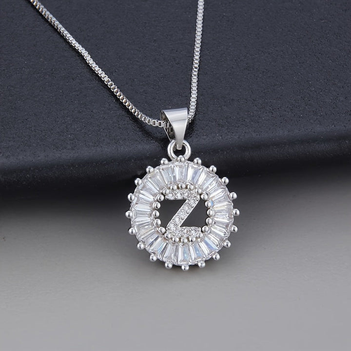 White Gold and Zirconia Initial "Z" Necklace