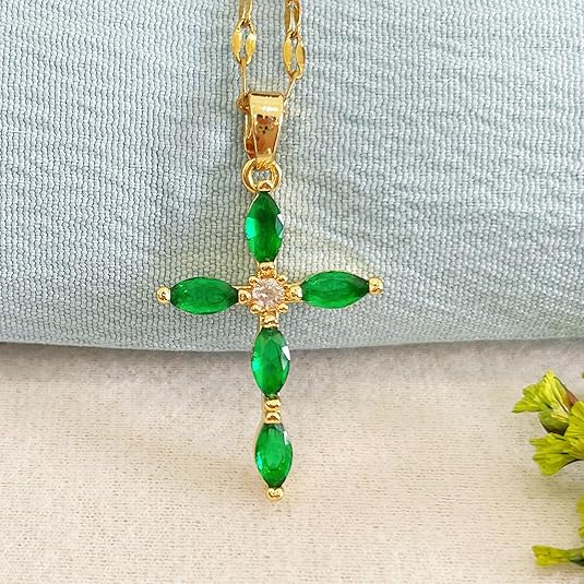 Bea™ - Collana in Oro con Croce di Smeraldo
