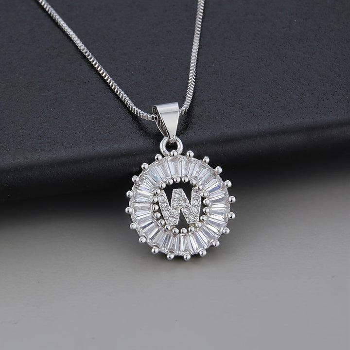 White Gold and Zirconia Initial "Z" Necklace