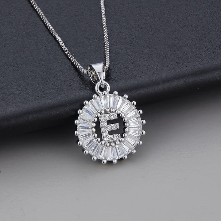 White Gold and Zirconia Initial "Z" Necklace