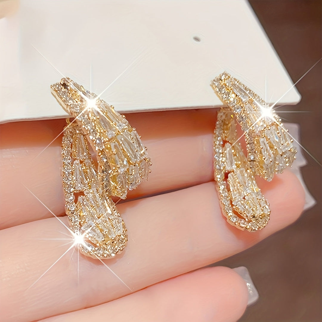 14K White Gold Waterfall Hoop Earrings