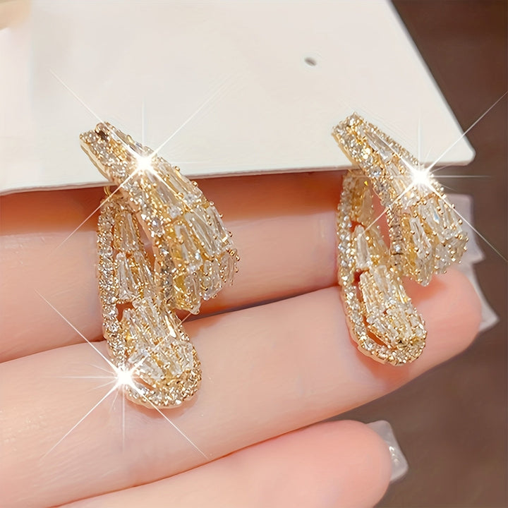 14K White Gold Waterfall Hoop Earrings